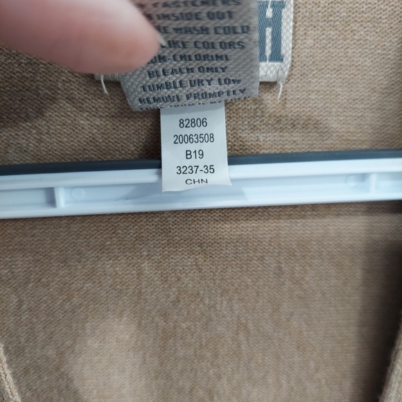 Duluth Trading Longline Cardigan Womens 1X Tan Navy Striped Open Front Preppy - Picture 6 of 13